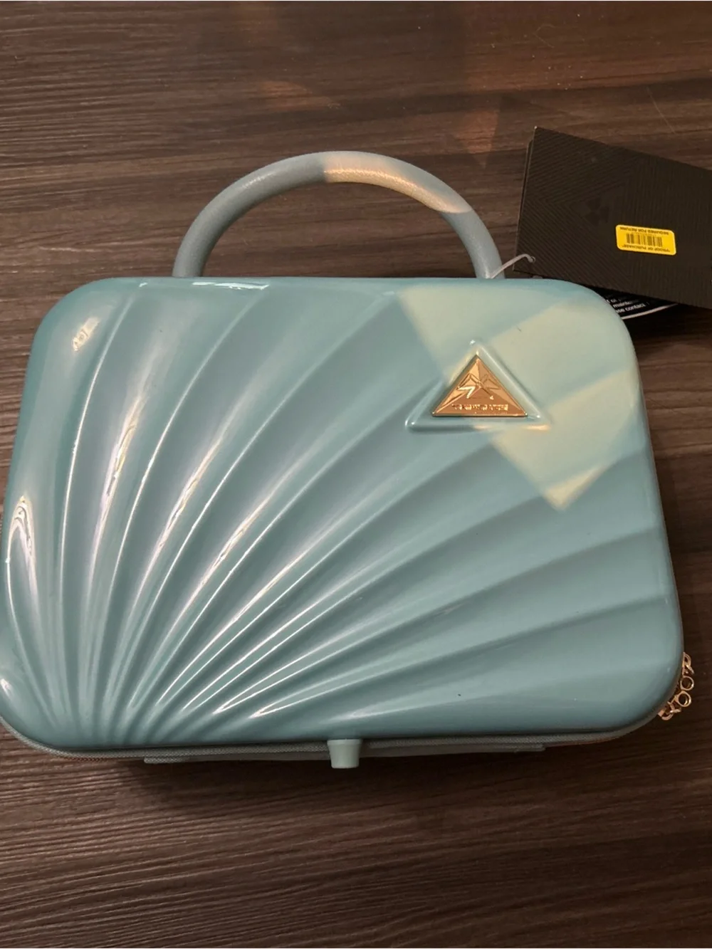 Light Blue Shell-Embossed Women’s Top-Handle Bag